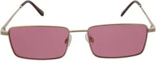 BCBGeneration 58mm Metal Rectangle Sunglasses in Gold/Purple Lens at Nordstrom Rack