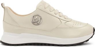 Kazar Comfortabele sneakers versierd met een zilveren monogram - Dames - Sneakers - Wit - 40 EU - Leer - Schoenen