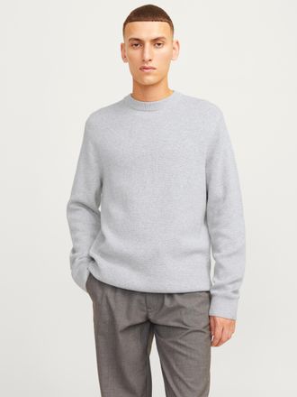 Jack & Jones Strickpullover JACK & JONES JPRBLAMILANO STITCH KNIT CREW NECK SN, Herren, Gr. S, grau (light grau melange), Strick, Obermaterial: 100% Baumwolle, mel