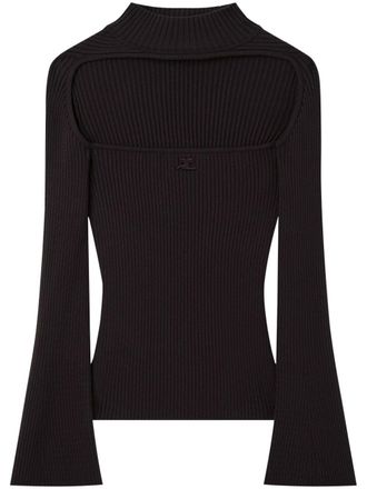 Courr&egrave;ges Maglione a coste con dettaglio cut-out - Marrone