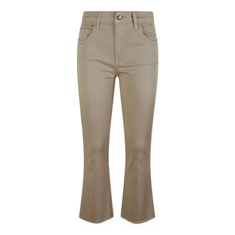 Fay Wide Trousers, female, Brown, Size: W31 Beige Stretch Cotton Frayed Bottom Pants