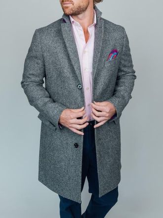 Koy Clothing Long Sleeve Wool Collared Coat in Grey at Nordstrom, Size 40