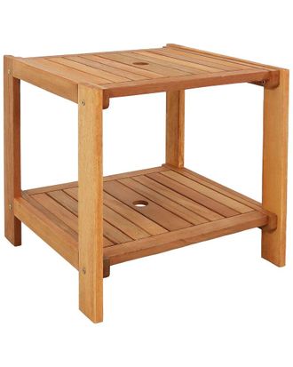 Sunnydaze Meranti Wood Outdoor Side Table