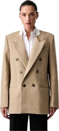 Victoria Beckham Dubbelrijige Blazer - Dames - Blazers - Beige - XS - Wol - Jassen