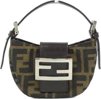 Fendi Pre-owned Bicolor Canvas Crossbody Tas - Dames - Vintage Handtas - Bruin - ONE Size - Vintage