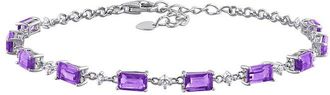 Rina Limor Silver 2.93 Ct. Tw. Amethyst-Africa, White Topaz Station Bracelet