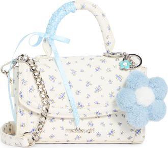 Madden Girl Daisy Charm Top Handle Crossbody Bag in White Ditsy at Nordstrom Rack