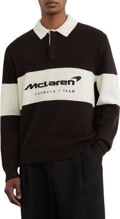 Reiss Elson Wool Rugby Shirt in Chocolate Brown at Nordstrom, Size Xx-Large