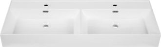 Saniclass Levina Meubelwastafel - 120.5x47x12cm - overloop - 2 wasbakken - 2 kraangaten - keramiek - wit glans