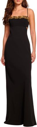 Ramy Brook Helen Bead Detail Body-Con Gown in Black at Nordstrom, Size 14