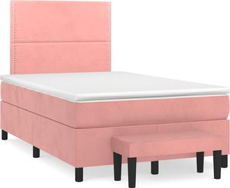 vidaXL Vidaxl - Cama Box Spring Con Colch&oacute;n Terciopelo Rosa 120x190 Cm