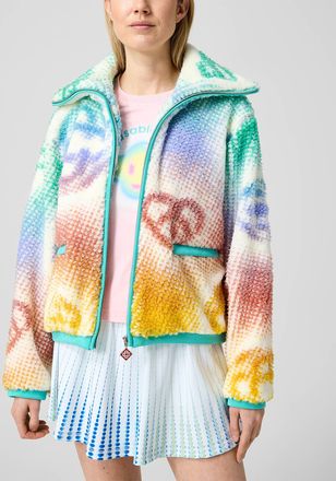 Casablanca Womens Multicoloured logos polar fleece jacket