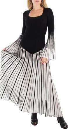 Chloé Ladies Black Pleated Knitted Maxi Dress, Size Medium