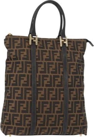 Fendi Pre-owned Tote Bags, female, Brown, Size: ONE SIZE Pre-owned Vintage Canvas Tote Bag