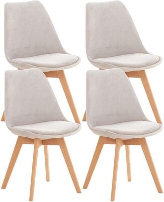 Clp Set 4 Sedie Pranzo Linares grigio chiaro Velluto