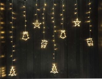 Noor Living LED-Lichterkette »Weihnachtsdeko mit Stern, Glocke, Rentier und Baum« mit 136 LEDs, 8 Strängen und 4 Motiven