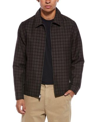 Vince Plaid Wool-Blend Zip Jacket