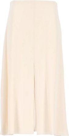 Valentino Garavani Zijden Georgette Midi Rok - Dames - Midirokken - Wit - S - Rokken