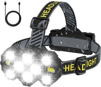 OEM Linterna Frontal Recargable - Modelo 2022 Mejorado, 22000 L&uacute;menes, 10 Led, 10 Modos, Superbrillante, Manos Libres, Ideal Para Acampar, Pescar, Andar E