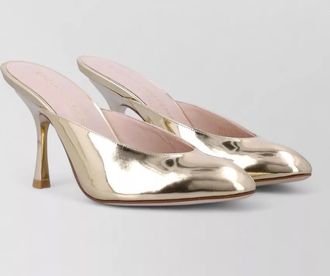Stuart Weitzman pointed toe metallic finish slip on mules