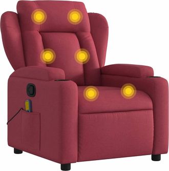 vidaXL Sill&oacute;n De Masaje Reclinable De Tela Color Vino Tinto Vidaxl