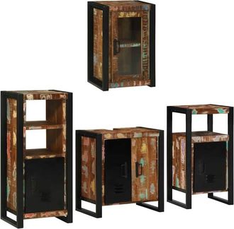vidaXL Juego De Muebles De Ba&ntilde;o 4 Pcs Madera Reciclada Maciza Vidaxl