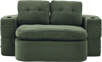 Urban Meuble Sill&oacute;n sof&aacute; convertible modular de terciopelo corduroy esmeralda