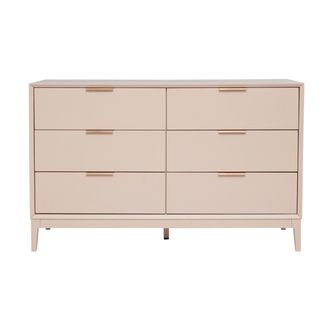 Miliboo Com&ograve; Rosa Cipria E Metallo Dorato 6 Cassetti L120 Cm Giana