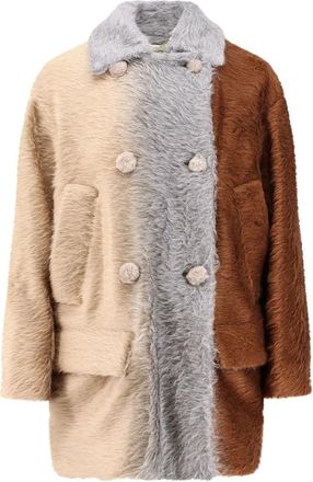 Fendi Alpaca Wol Knoopjas - Dames - Jassen - Veelkleurig - XS - Wol - Jassen