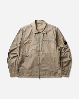 C.P. Company Men s Cotton Plain Face Resined Zipped Lens Overshirt Fallen Rock