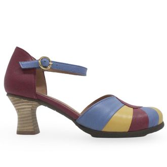 FLY London BESH087FLY Mousse Leather Womens Heels Sandals - Berry Blue Bumblebee - Size:UK 5