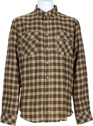 Wales Bonner Beige Long-Sleeve Plaid Cotton Casual Shirt