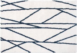 VENTE-UNIQUE.COM Alfombra de salón poliéster azul oscuro, blanco 160x230 cm