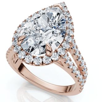 Pompeii3 Certified 3 3/4Ct Pear Shape Diamond Engagement Ring 14k Gold or Pt Lab Grown