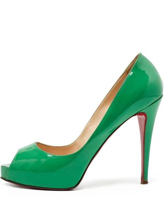 Christian Louboutin leather heeled pumps - women - Patent Calf Leather/Calf Leather/Calf Leather - 41 - Green