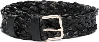Red Valentino Womens Red V Woven Belt - Black Leather - Size Medium