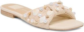 Dolce Vita Lizza Slide Sandal in Oatmeal Beaded Raffia at Nordstrom, Size 6.5