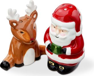 Tag Santa and Reindeer Ceramic Salt and Pepper Shakers in Multicolored at Nordstrom