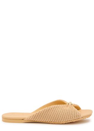 Loewe Pebble Soft Raffia and Leather Sliders - Beige - 40 (IT40/ UK7)