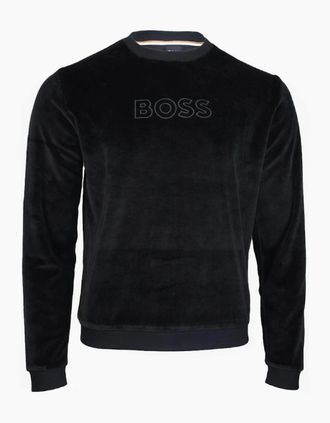 HUGO BOSS Mens BOSS Velour Sweatshirt, Black - Size: 42
