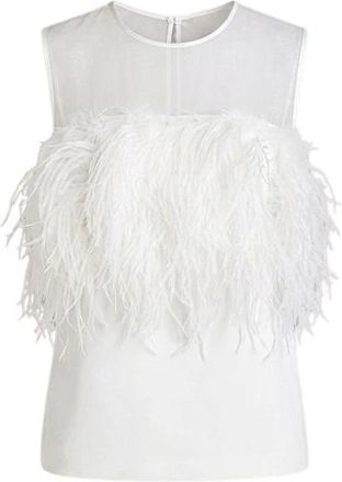 Alberta Ferretti Top Enver in raso con piume - - Tops - Donna - Bianco - M