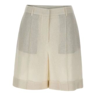 Eleventy Casual Shorts, female, Beige, Size: XS Bermuda Shorts con risvolto vita alta tasca a filetto