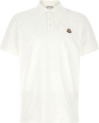 Moncler White Logo Shirt Collar Polo