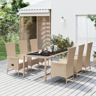 vidaXL Set Comedor De Jard&iacute;n 7 Pzas Con Cojines Rat&aacute;n Sint&eacute;tico Beige Vidaxl