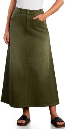 Wash Lab Denim Denim Maxi Skirt in Deep Lichen Green at Nordstrom, Size 29