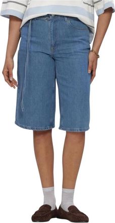 Selected Slftenna MW Bermuda Shorts - Dames - Denim shorts - Blauw - S - Katoen - Korte Broeken