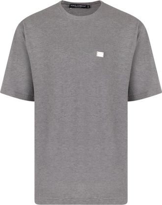 Dolce & Gabbana Logo Plaque T-Shirt - Heren - T-shirts - Grijs - M - Katoen - Tops