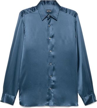 Tom Ford Camicia in charmeuse di seta - Blu