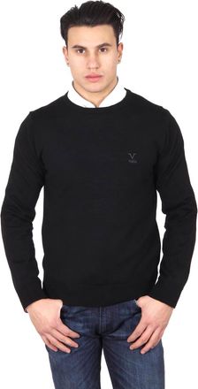 19V69 V mens round neck sweater 9800 GIROCOLLO NERO - Black - Size Small Wool - Size Small