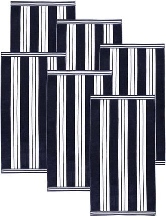 Superior Set Of 6 Cabana Stripe Oversized Cotton Beach Towels